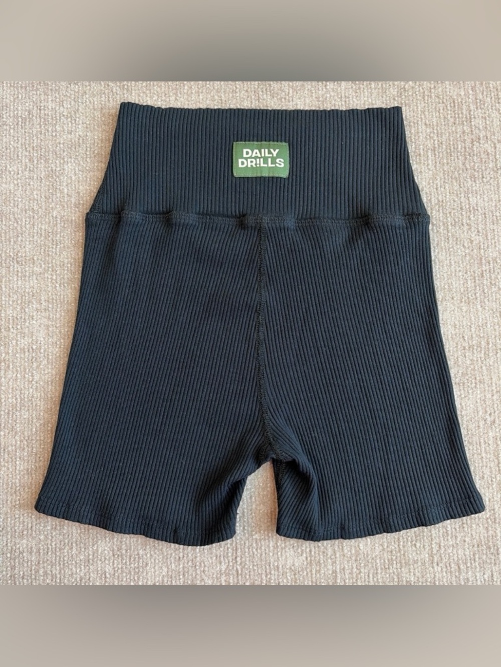 Daily Drills Black Ribbed High-Waist Bike Shorts